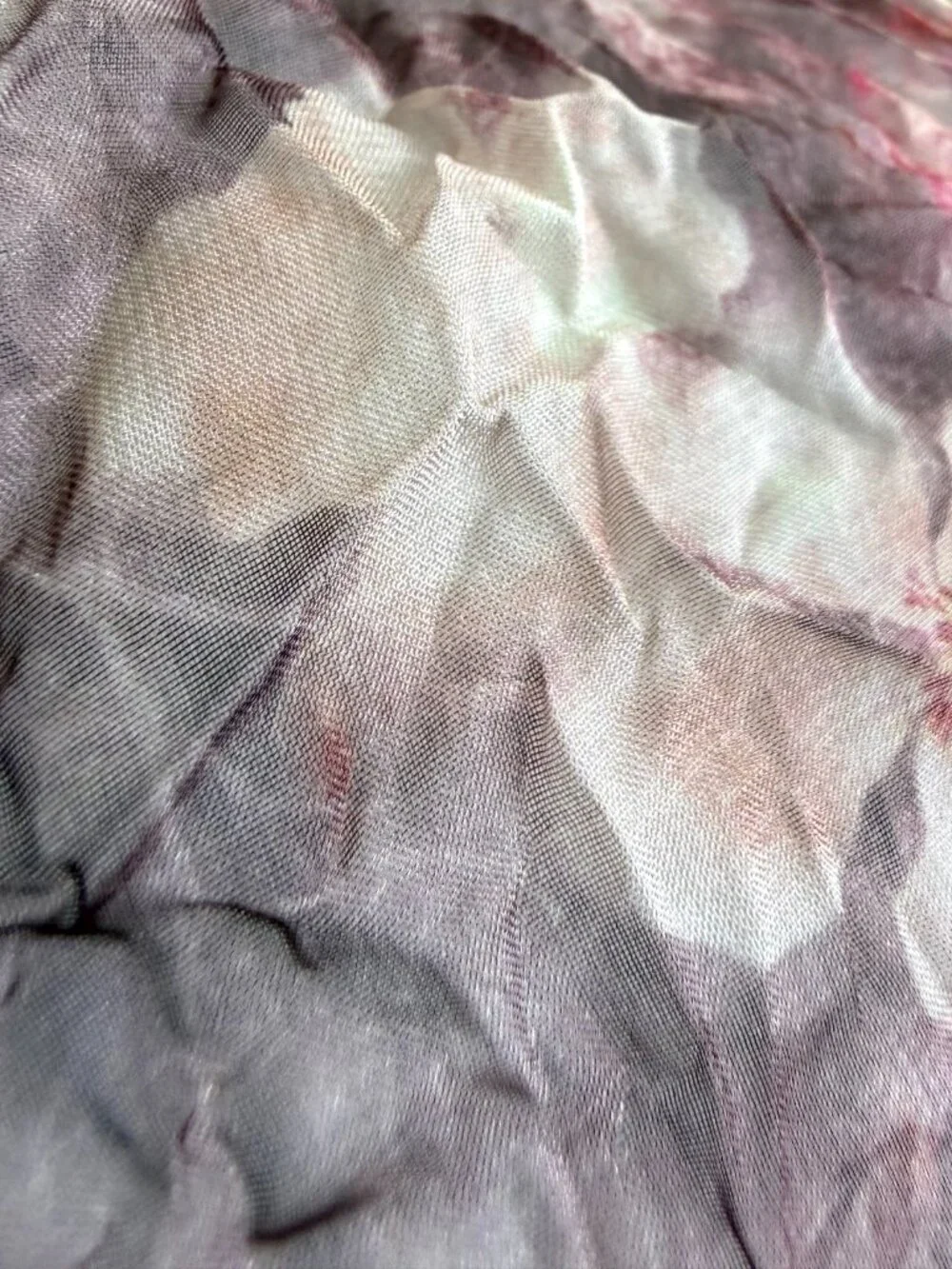 Desigual Sheer Top Muted Floral Textured Arty Pattern Blush Burgundy (M)